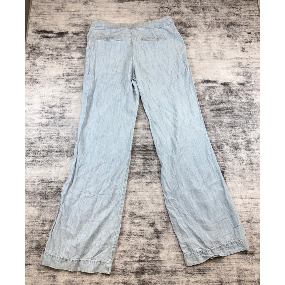 Gap Sailor Wide Leg Pants 10R Bleached Chambray Blue Tencel Lyocell 130000-02 - Picture 2 of 8